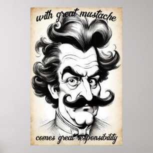 Poster Excelente Mustache Responsabilidade Humor Citação