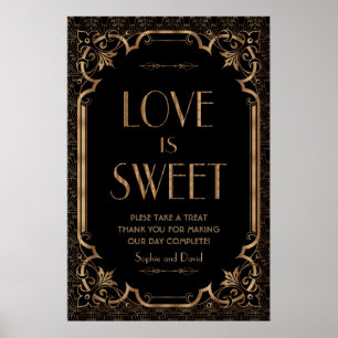 Poster Excelente Negro Gatsby Art Deco Love é doce