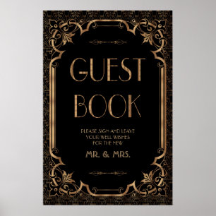 Pôster Excelente Negro Gatsby Art Deco Sinal de Livro Con