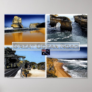 Poster Excelente Ocean Road - Austrália - Mosaico -
