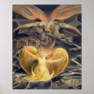 Pôster Excelente Red Dragon por William Blake