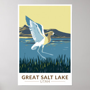 Poster Excelente Salt Lake American Avocet Viagem Art Vin