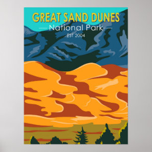 Poster Excelente Sand Dunes National Park Colorado Vintag