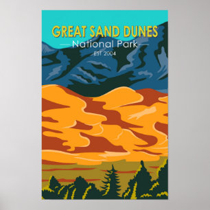Poster Excelente Sand Dunes National Park Colorado Vintag
