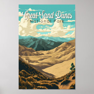 Poster Excelente Sand Dunes National Park Illustration Re