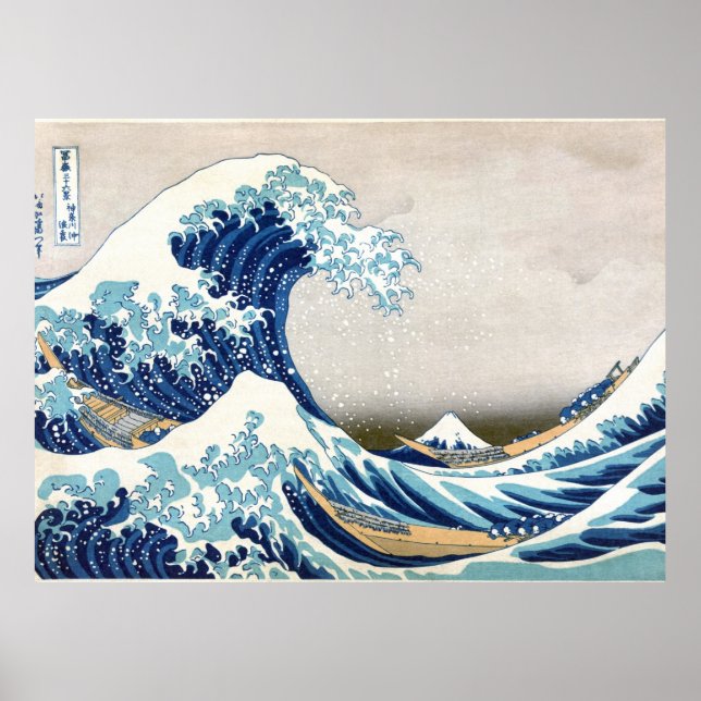 Poster Excelente Wave Off Kanagawa Vintage Fine Japonês (Frente)