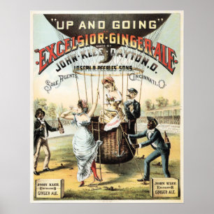 Poster EXCELSIOR GINGER ALE ALE Balão de Ar Quente Poste