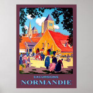 Poster Excursões na Normandia, França, viagens vintage