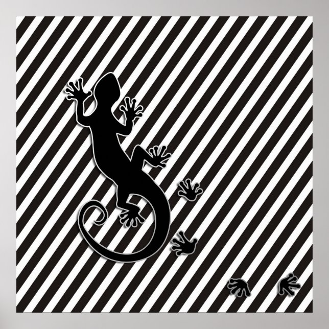 Pôster Executando o Gecko | listras negras (Frente)