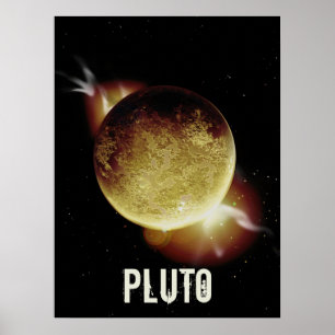 Poster Exemplo de espaço universal Plutão amarelo plane