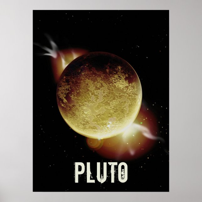 Poster Exemplo de espaço universal Plutão amarelo planeta (Frente)