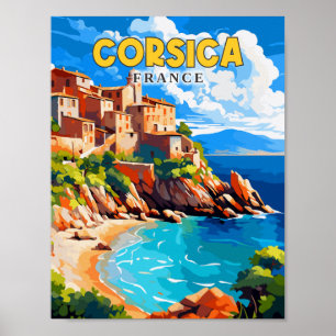 Poster Exemplo de viagens vintage da Córsega França
