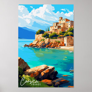 Poster Exemplo de viagens vintage da Córsega França