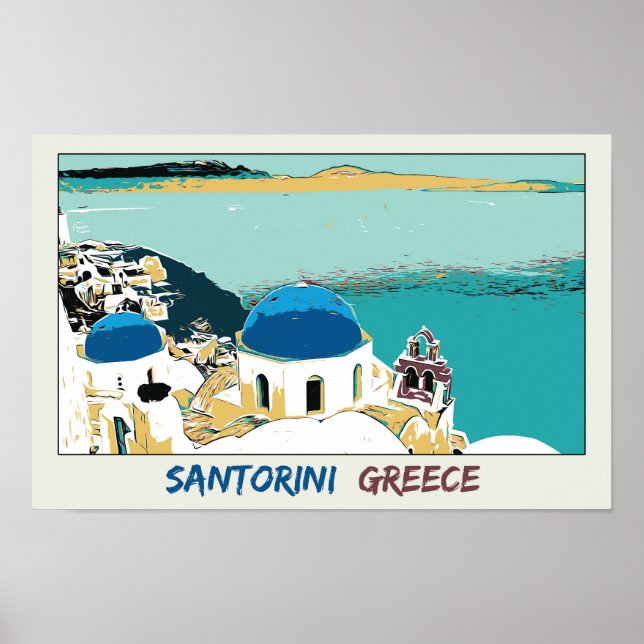 Poster Exemplo Santorini, Cartão-postal de Grécia (Frente)