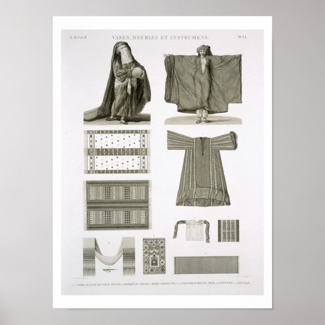 Pôster Exemplos de Seda e Figurinos Egípcios, de 'Desc (Frente)