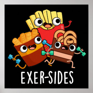 Poster Exer-sides Exercício Engraçado Trocadilho Fundo Es