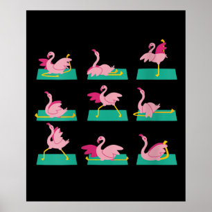 Poster Exercício de Meditação Flamingo Yoga Poses