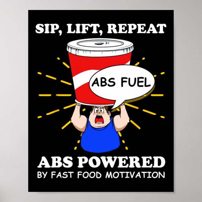 Poster Exercício Funny Abs Rápido De Comida Gym Workout B (Frente)