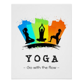 Pôster Exercício YOGA de Pilatos Coloridos e na moda