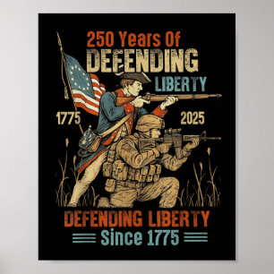 Poster Exército Americano 250º Aniversário Defendendo a L