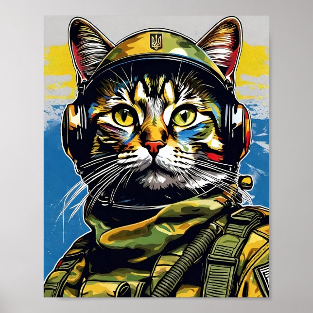 Poster Exército de soldados do gato na Ucrânia (Frente)