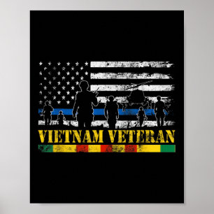 Poster Exército dos EUA Vietnã Veterano Americano Bandeir