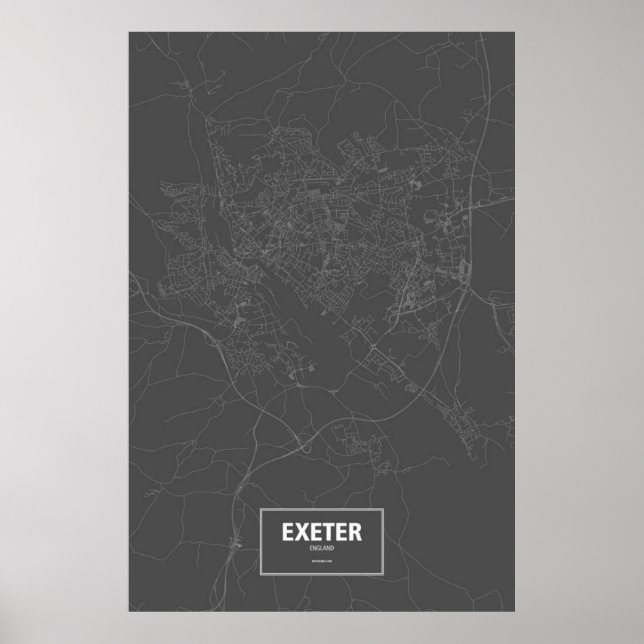 Poster Exeter, Inglaterra (branco a preto) (Frente)