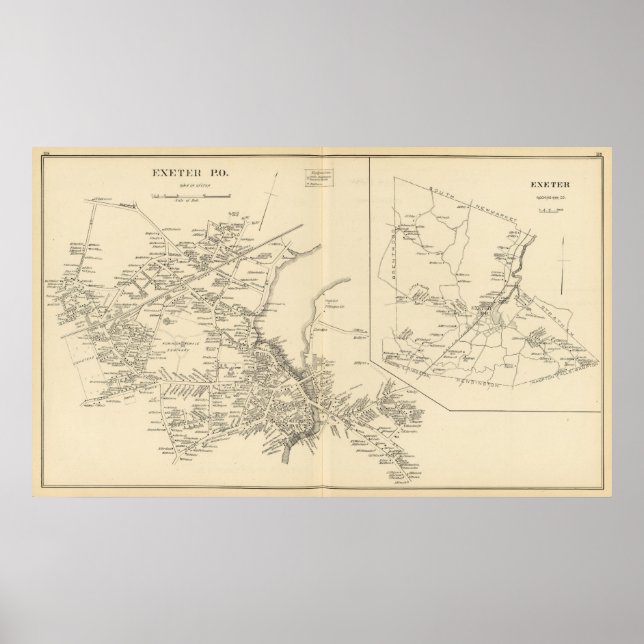 Pôster Exeter PO, cidade de Exeter (Frente)