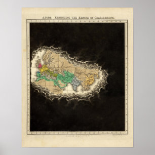 Poster Exhibiting The Empire of Charlemagne 814 AD