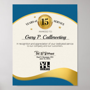 Poster Exibição de certificado de aniversário de funcioná