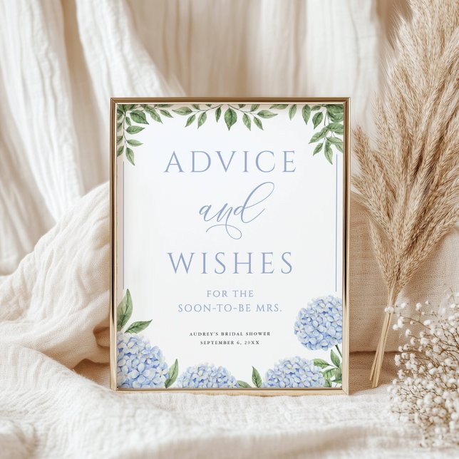 Poster Exibição de Conselhos e Desejos de Hydrangea Azul (Criador carregado)