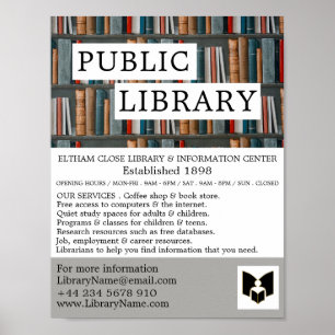 Poster Exibição de Livros, Publicidade de Biblioteca