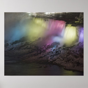 Pôster Exibição de luz colorida rotativa na American Fall