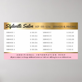 Poster Exibição de preço de serviço de salão de cabeleire