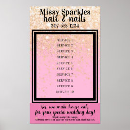 Poster Exibição de preços de serviços de estilista de cor