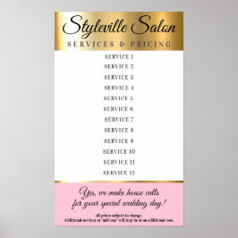 Poster Exibição de preços de serviços de salão de cabelei