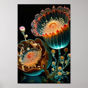Poster Exibição floral brilhante surreal