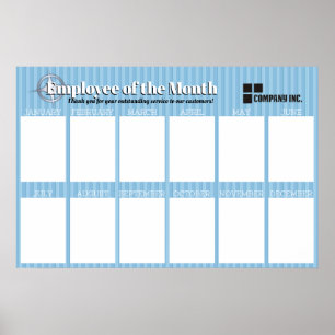 Poster exibição mensal de funcionários para fotos 4x6