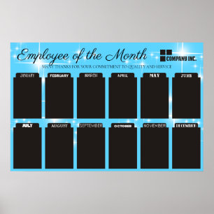 Poster exibição mensal de funcionários para fotos 4x6