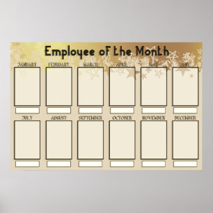 Poster exibição mensal de funcionários para fotos 4x6