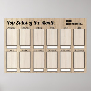Poster exibição mensal de funcionários para fotos 4x6
