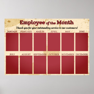 Poster exibição mensal de funcionários para fotos 4x6