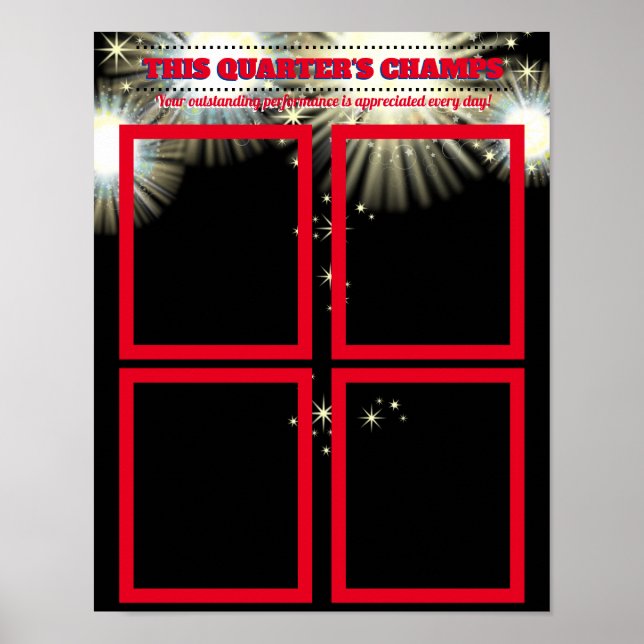 Poster Exibição trimestral de fotos do funcionário do mês (Frente)