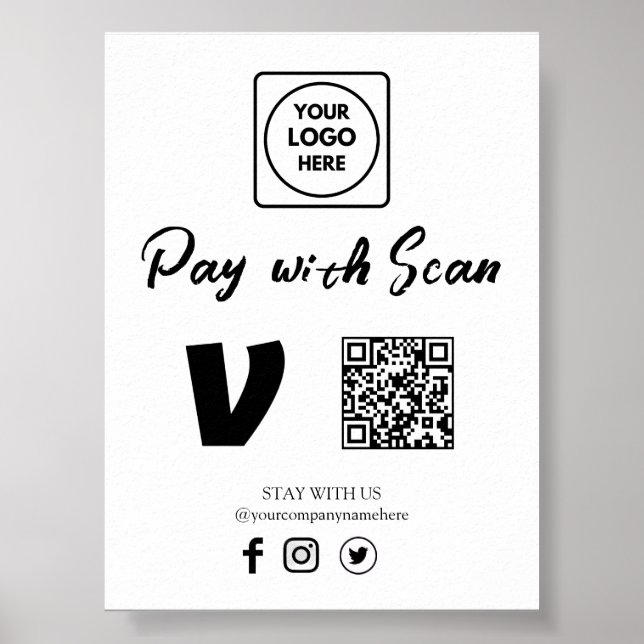 Poster Exibir pagamento comercial com leitura de código Q (Frente)