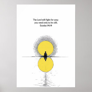 Poster Êxodo 14:14 Versículo da Bíblia Arte Cristã para P