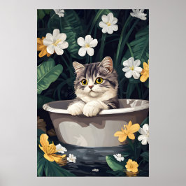 Poster Exotic Shorthair na Banheira Poster, Gato Engraçad