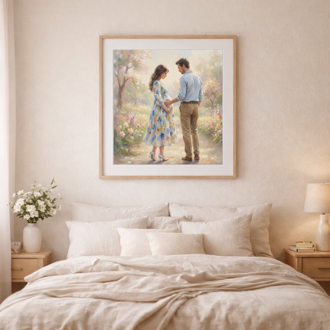 Poster Expecting Couple Impressionist Style Art  (Criador carregado)