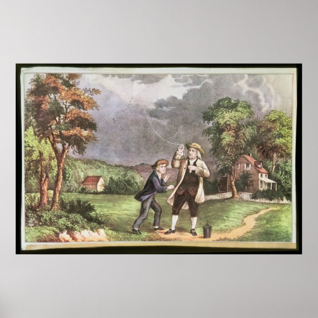 Pôster Experiência de Franklin em eletricidade (Frente)