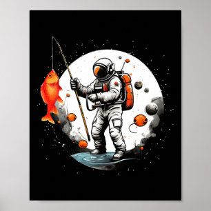 Poster Exploração Espacial Cosmonauta Espaço-homem Pescar