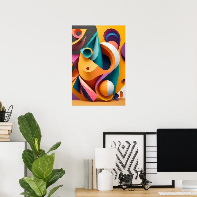Poster Exploração Vibrante de Formas Coloridas (Escritório em casa)